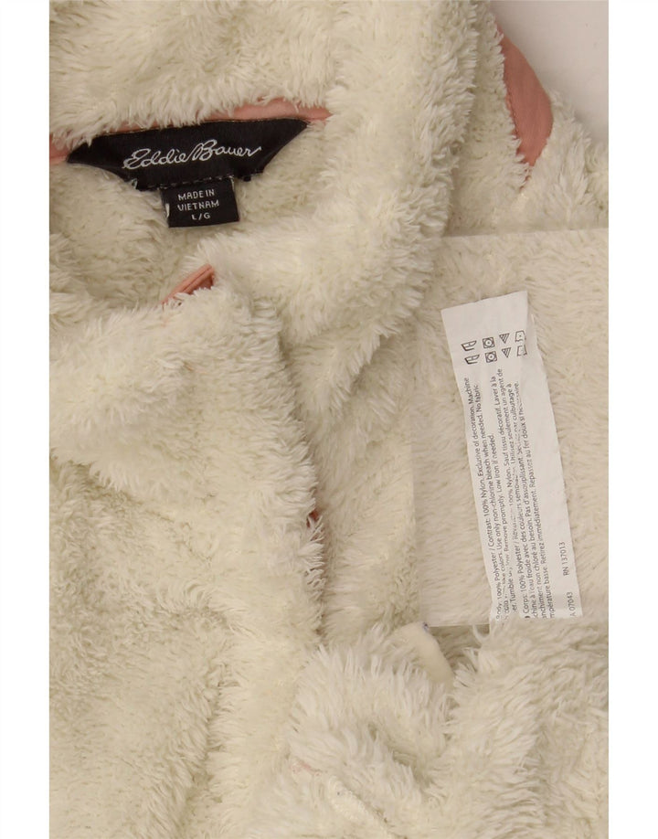 EDDIE BAUER Womens Button Neck Fleece Jumper UK 16 Large Off White Vintage Eddie Bauer and Second-Hand Eddie Bauer from Messina Hembry 