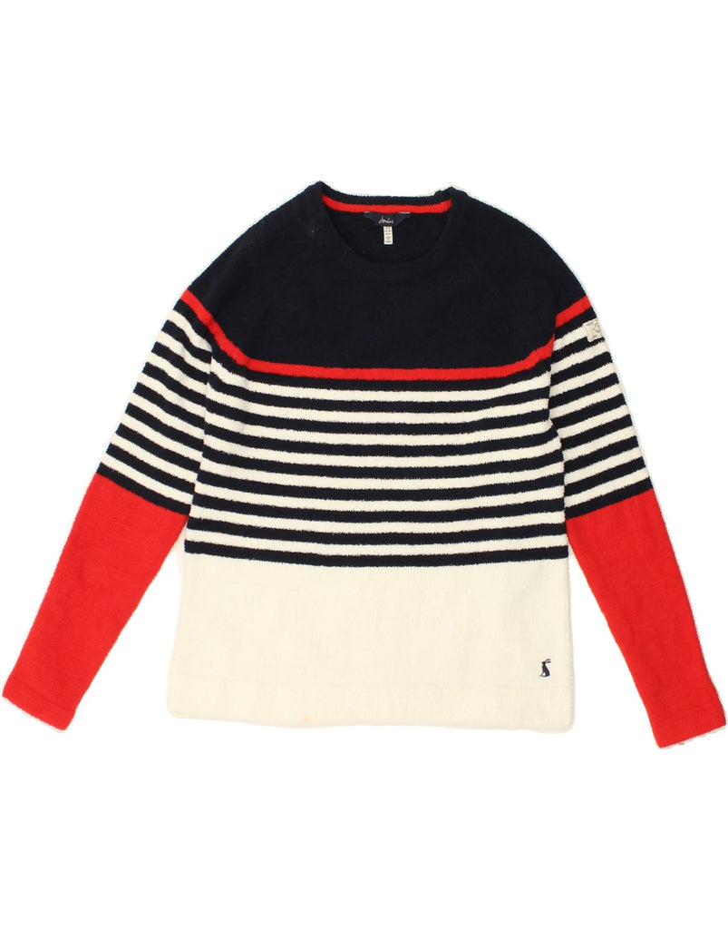 JOULES Womens Fleece Jumper UK 8 Small  Navy Blue Striped Polyester | Vintage Joules | Thrift | Second-Hand Joules | Used Clothing | Messina Hembry 