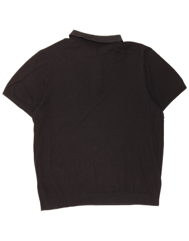 Marks & Spencer Mens Polo Shirt XL Black Silk