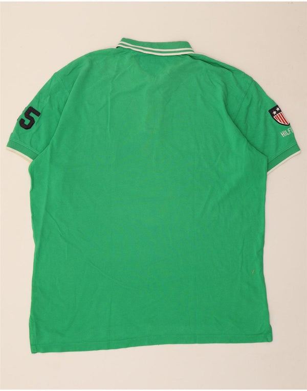 Tommy Hilfiger Mens USA Graphic Rugby Polo Shirt XL Green Cotton
