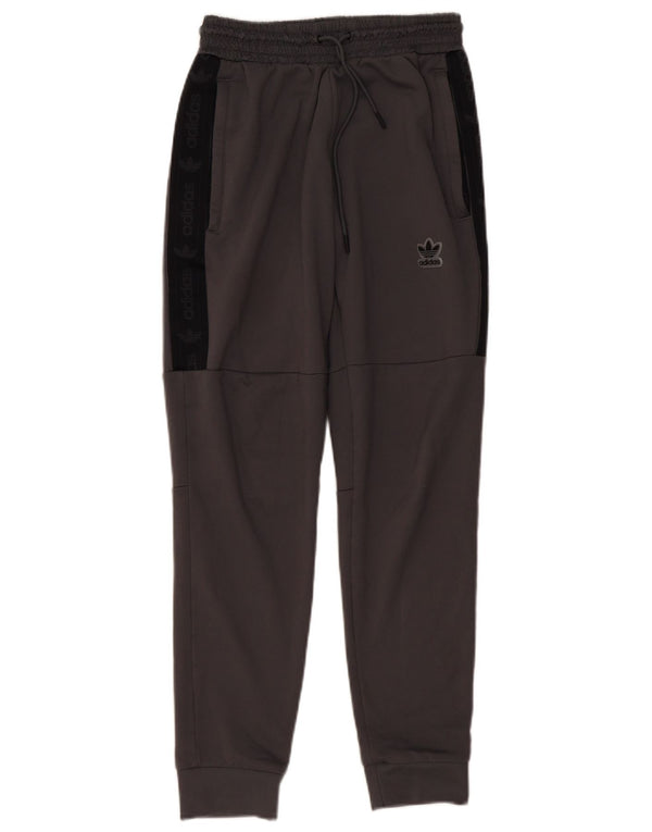 Adidas Mens Graphic Tracksuit Trousers Joggers Small Grey Colourblock