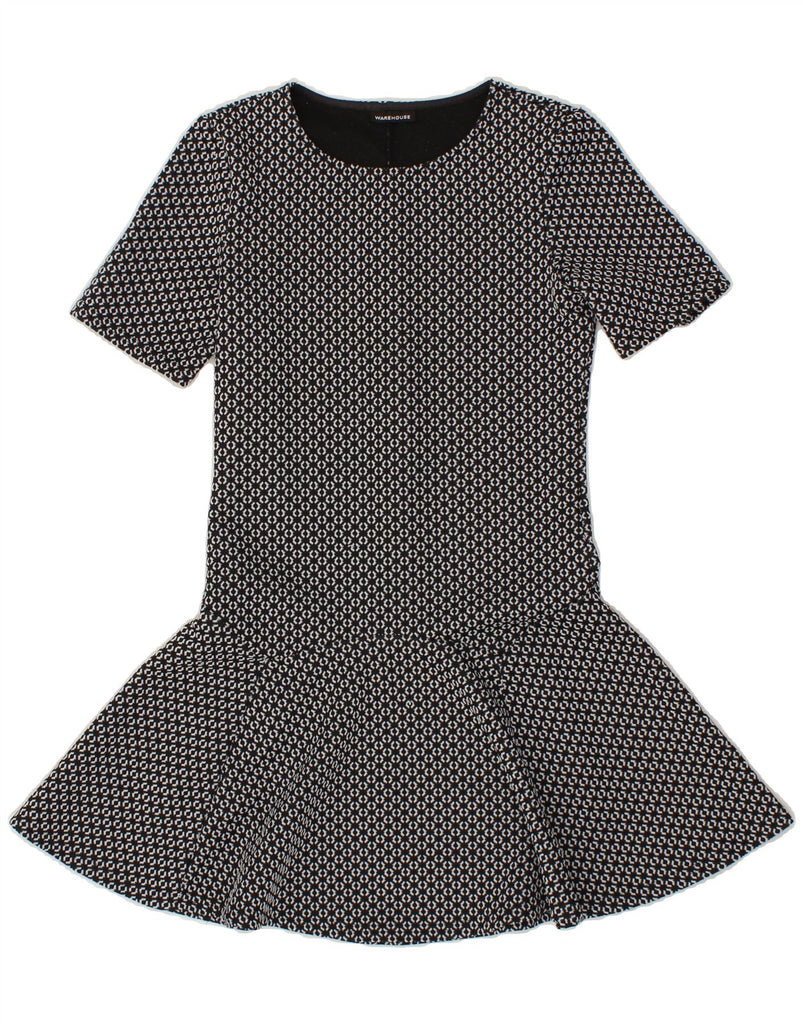 WAREHOUSE Womens Abstract Pattern A-Line Dress UK 8 Small  Black Polyester Vintage Warehouse and Second-Hand Warehouse from Messina Hembry 