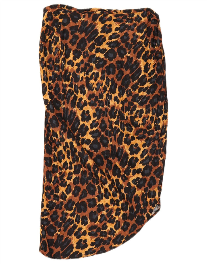 Zara Womens Asymmetrical Skirt Medium W28 Brown Animal Print Viscose