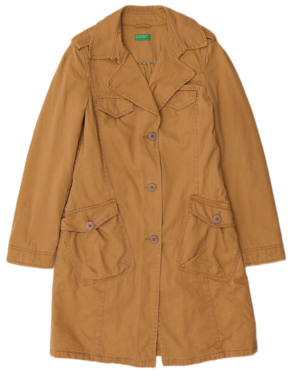 Benetton Womens Trench Coat UK 8 Small Beige Cotton