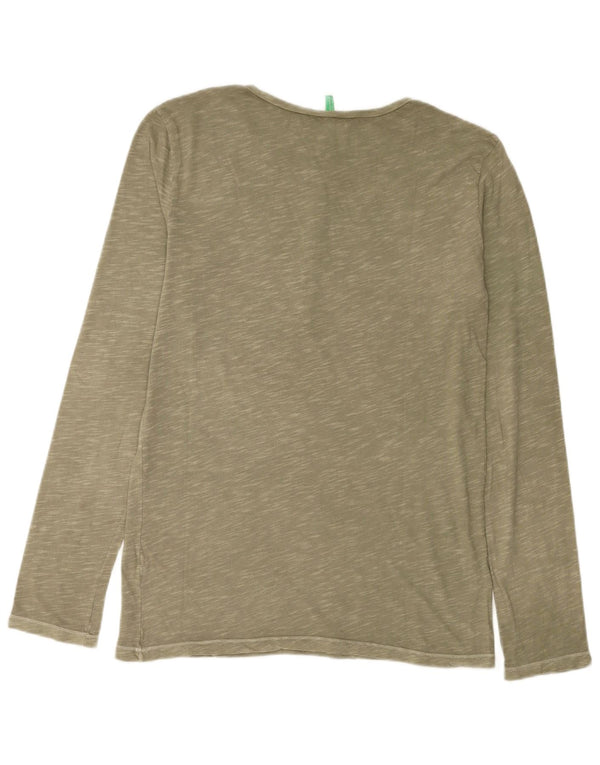 Benetton Mens Top Long Sleeve Medium Khaki Flecked