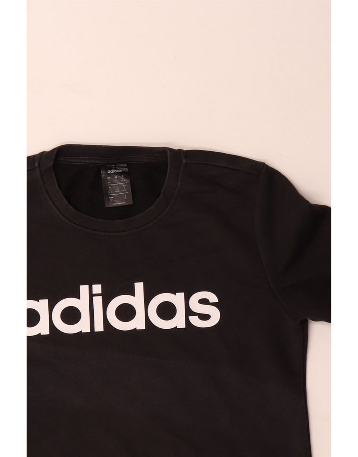 ADIDAS Womens Graphic Sweatshirt Jumper UK 8/10 Small Black Cotton
