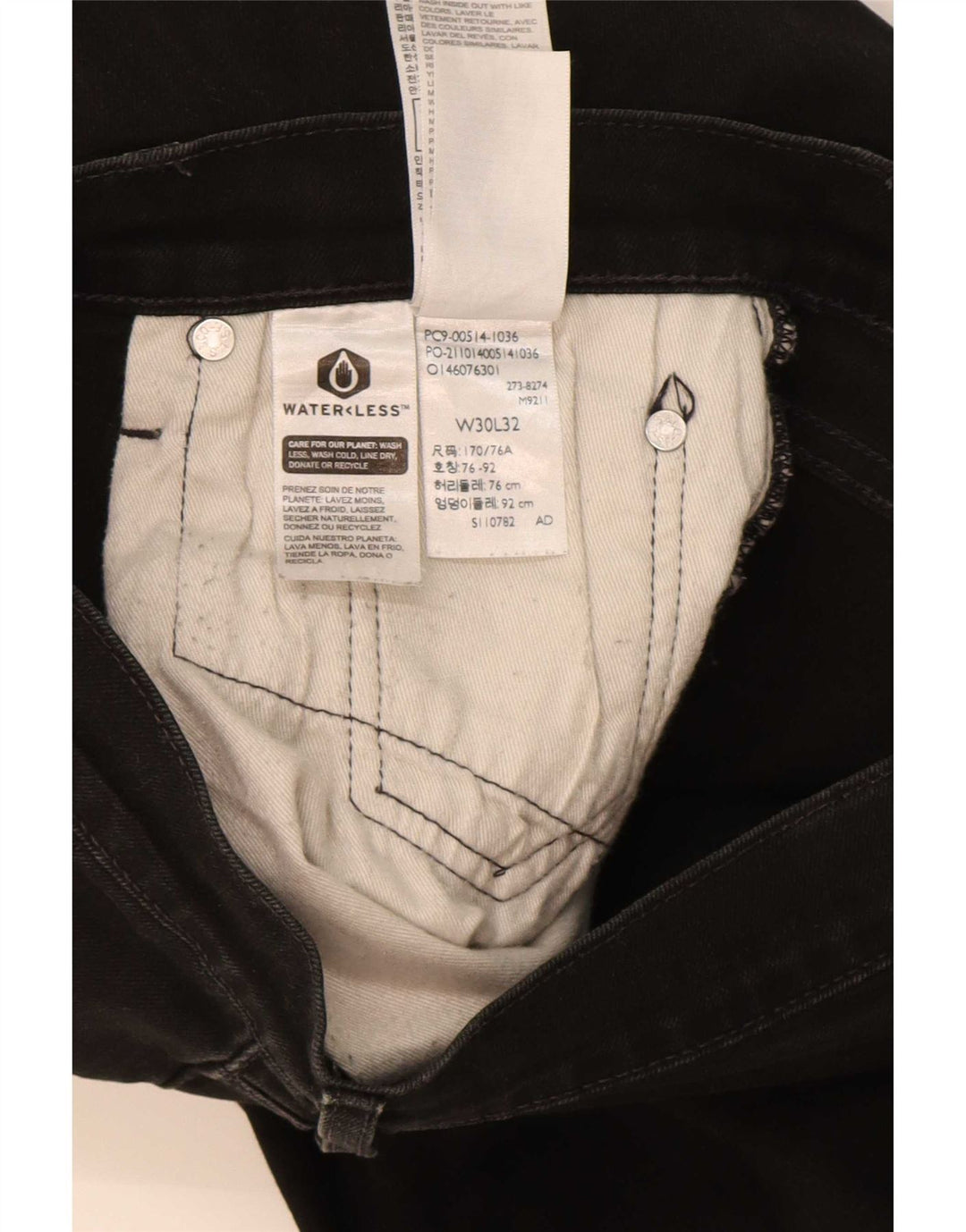 Levi's Mens Straight Jeans W30 L32 Black Cotton