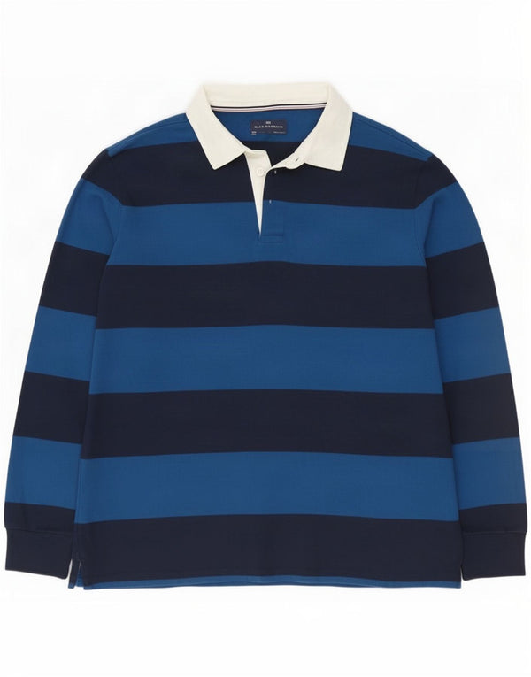 Marks & Spencer Mens Blue Harbour Rugby Polo Shirt 2XL Navy Striped
