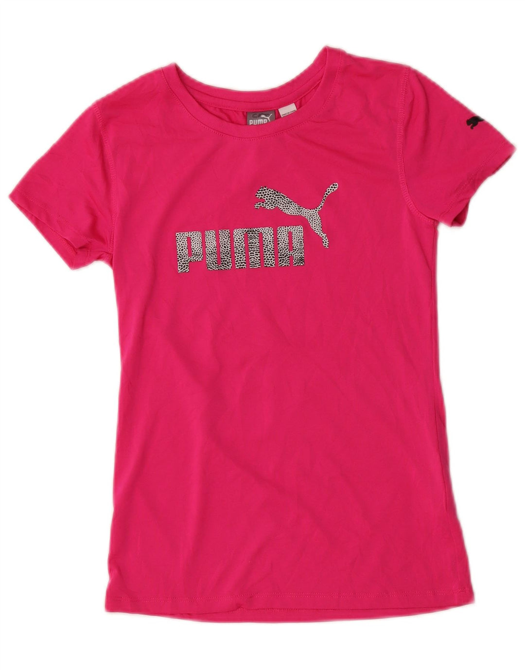 PUMA Girls Graphic T-Shirt Top 12-13 Years Large Pink Polyester