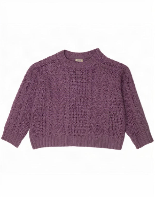 Fat Face Womens Crew Neck Jumper Sweater UK 14 Large Purple Polyester
