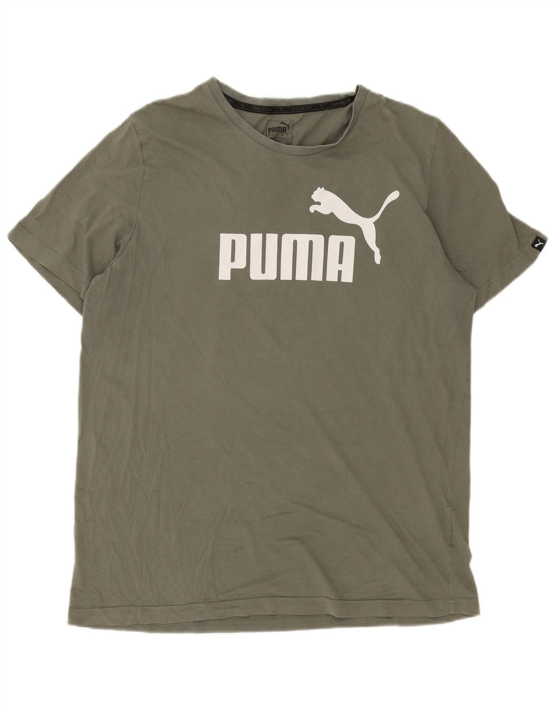 Puma Mens Graphic T-Shirt Top Large Green Cotton