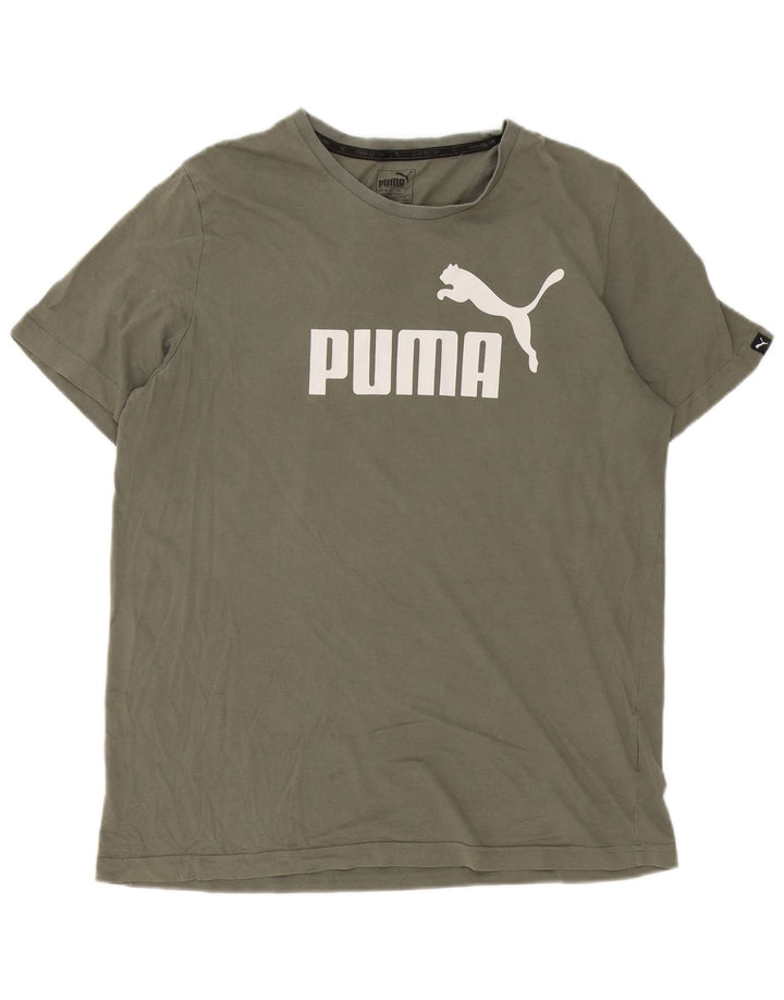 Puma Mens Graphic T-Shirt Top Large Green Cotton