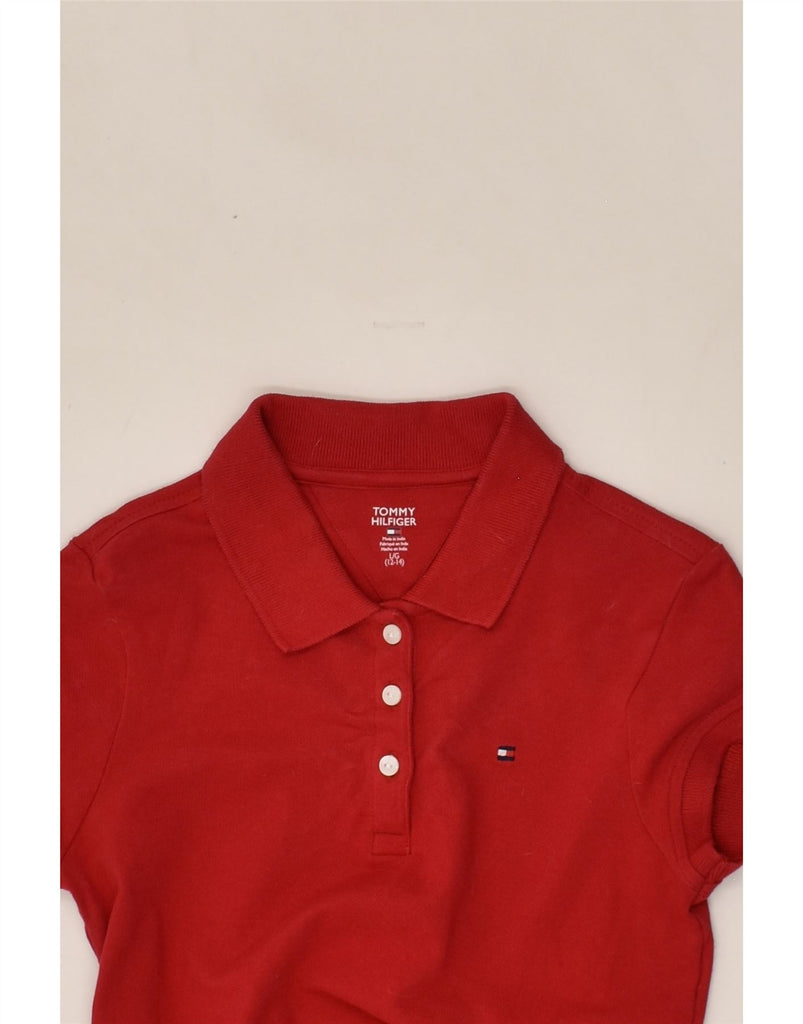 TOMMY HILFIGER Girls Polo Shirt 12-13 Years Large Red Cotton | Vintage Tommy Hilfiger | Thrift | Second-Hand Tommy Hilfiger | Used Clothing | Messina Hembry 