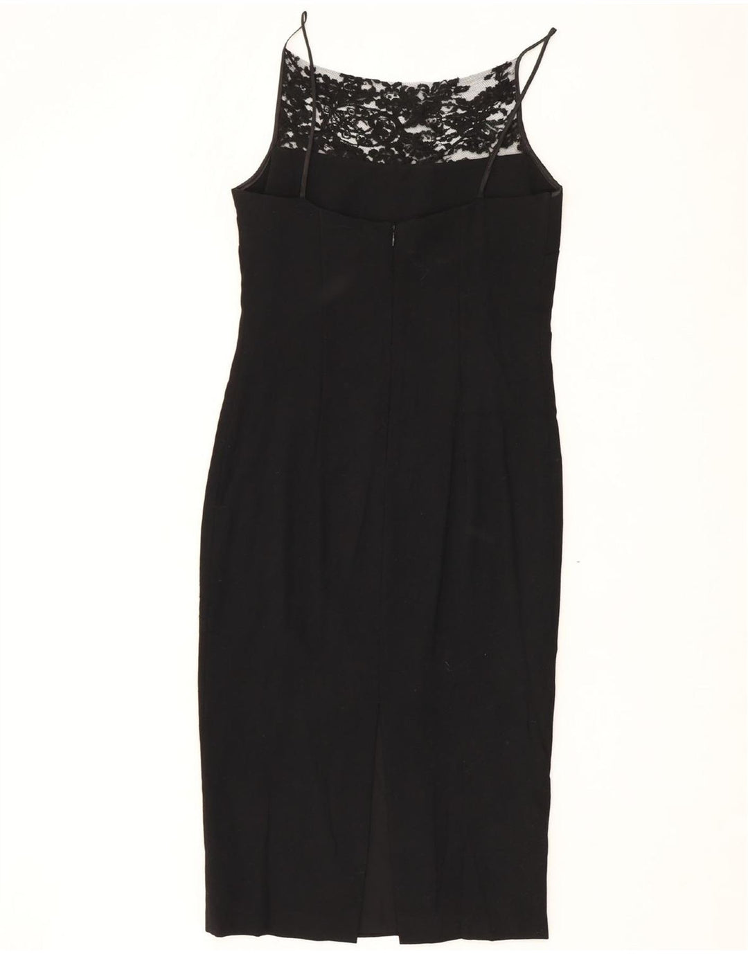 VINTAGE Womens Sleeveless Bodycon Dress UK 12 Medium Black Wool Vintage Vintage and Second-Hand Vintage from Messina Hembry 