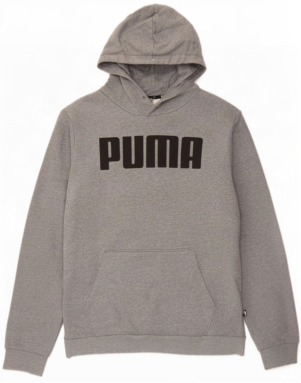 Puma Mens Graphic Hoodie Jumper Medium Grey Cotton