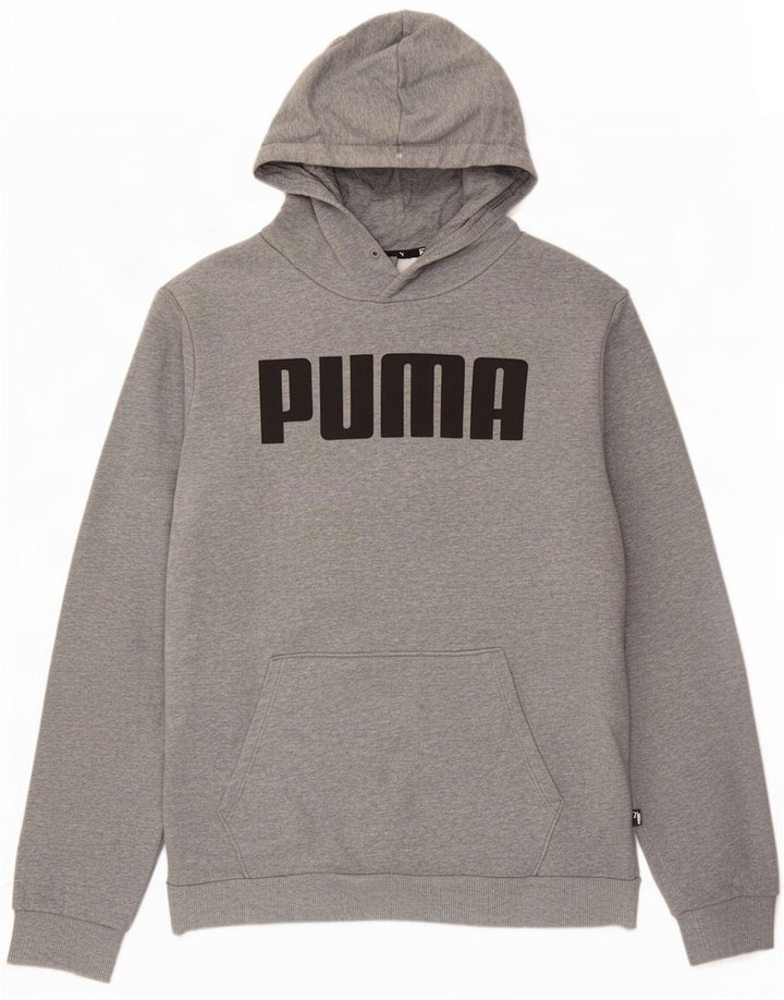 Puma Mens Graphic Hoodie Jumper Medium Grey Cotton