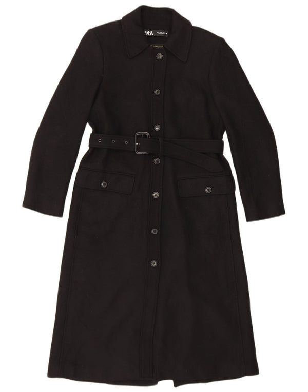 Zara Womens Overcoat UK 14 Medium Black Wool