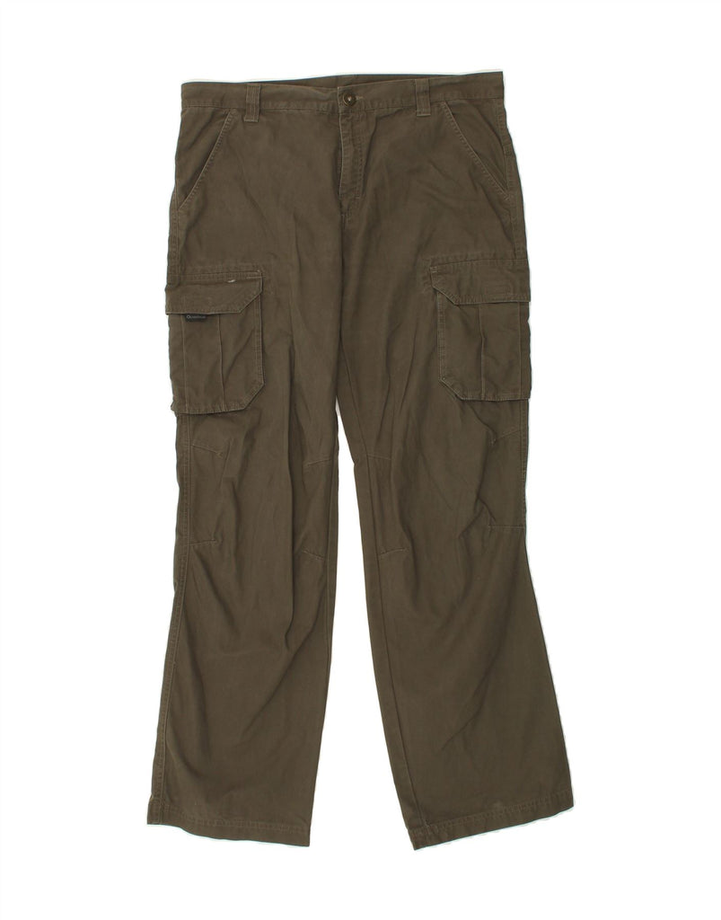 VINTAGE Mens Straight Cargo Trousers W36 L32 Khaki Polyester Vintage Vintage and Second-Hand Vintage from Messina Hembry 