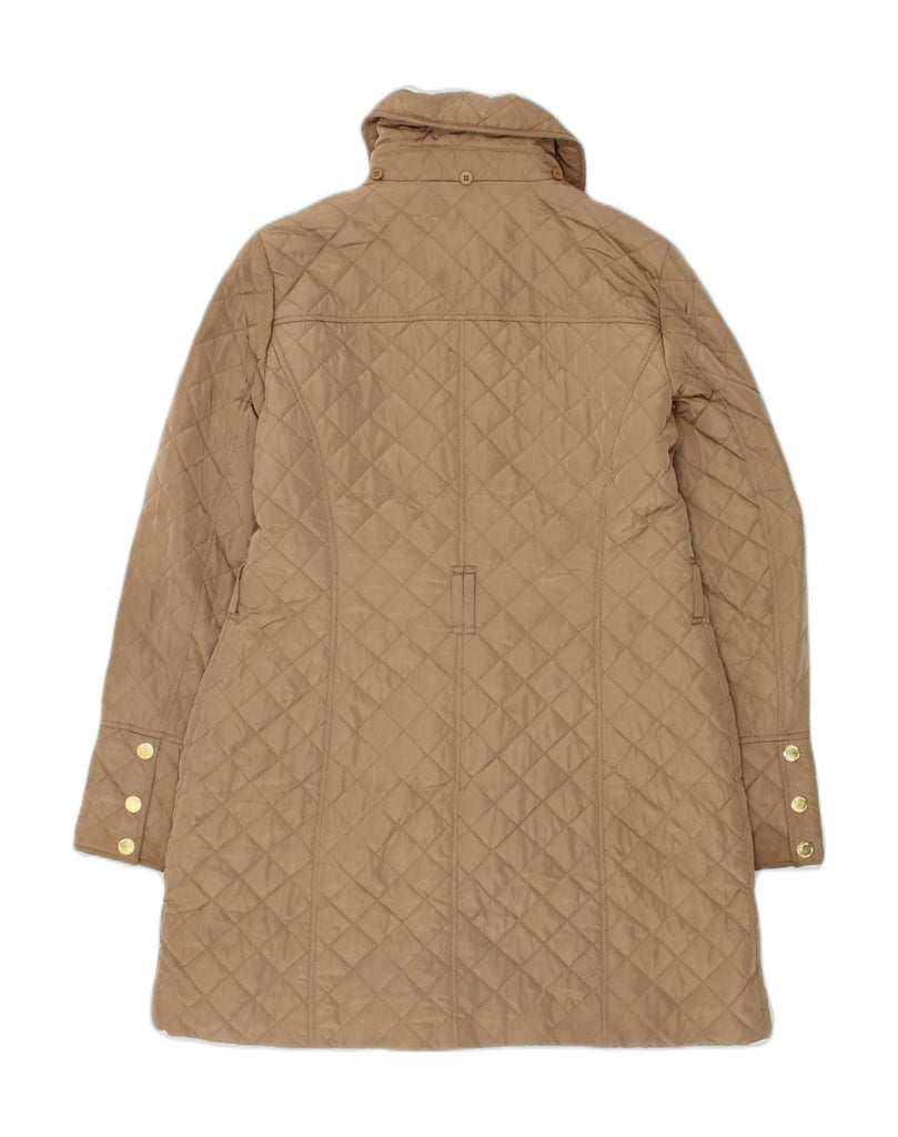 MICHAEL KORS Womens Quilted Overcoat UK 14 Medium Brown Polyester | Vintage Michael Kors | Thrift | Second-Hand Michael Kors | Used Clothing | Messina Hembry 