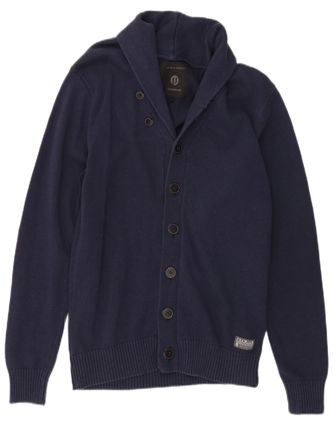 Jack & Jones Mens Cardigan Sweater Large Navy Blue Cotton