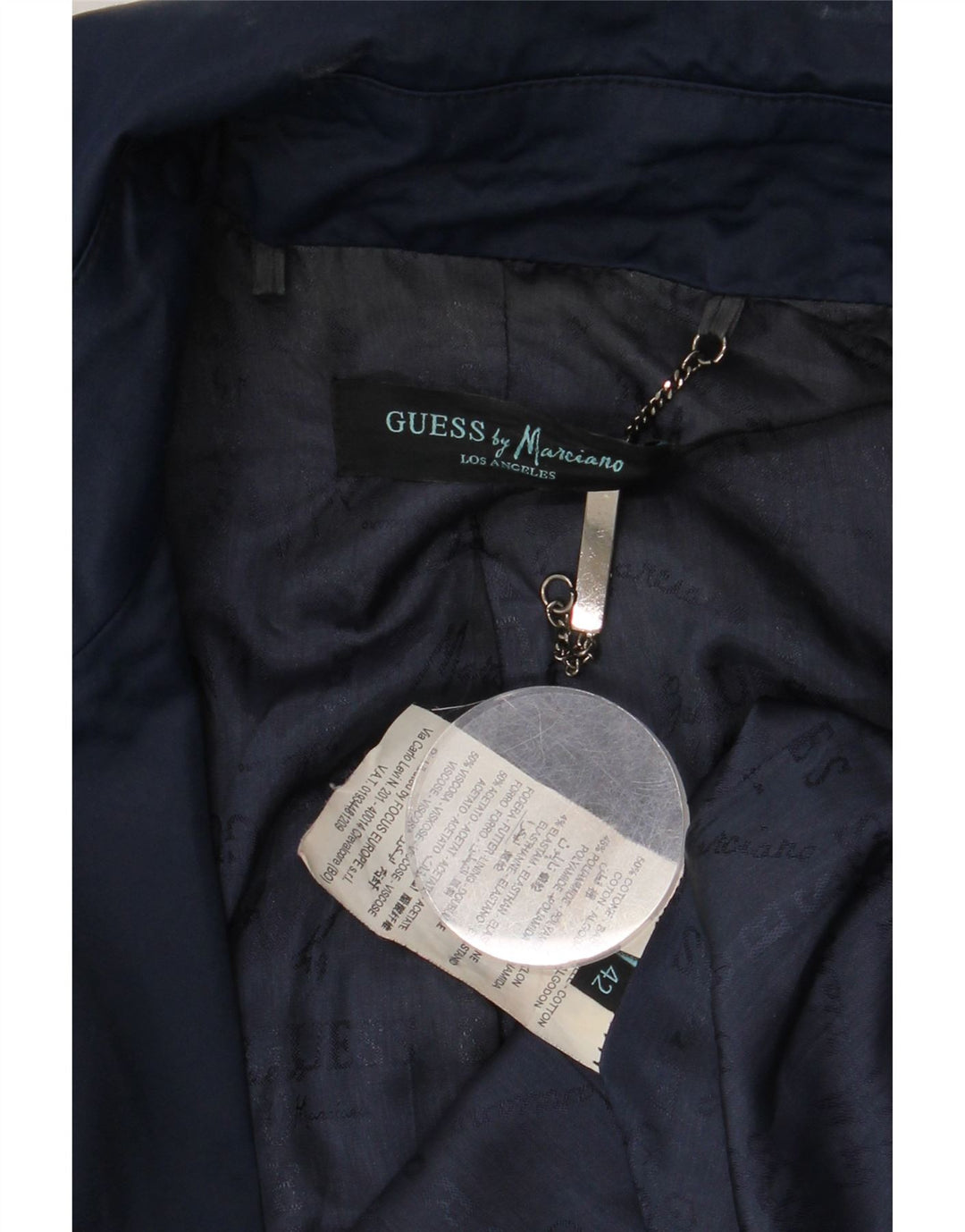 Guess By Marciano Womens Trench Coat IT 42 Medium Navy Blue Cotton
