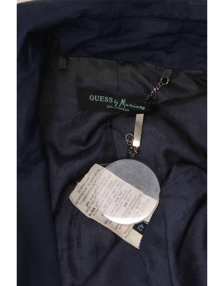 Guess By Marciano Womens Trench Coat IT 42 Medium Navy Blue Cotton