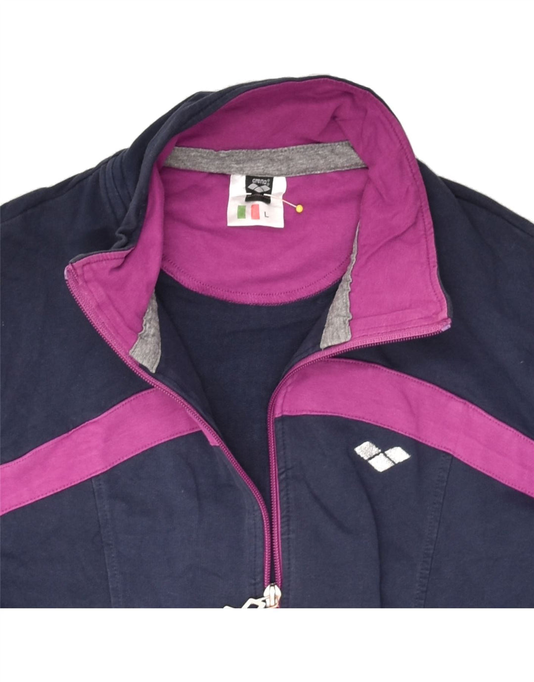 ARENA Womens Tracksuit Top Jacket UK 16 Large Navy Blue | Vintage Arena | Thrift | Second-Hand Arena | Used Clothing | Messina Hembry 