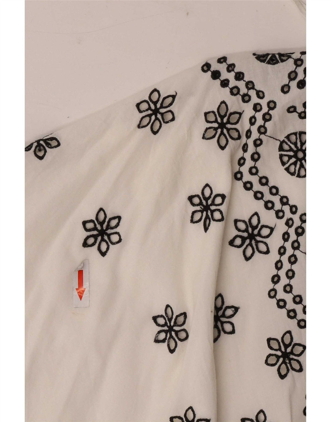 Zara Womens Batwing Blouse Top UK 10 Small White Floral Cotton