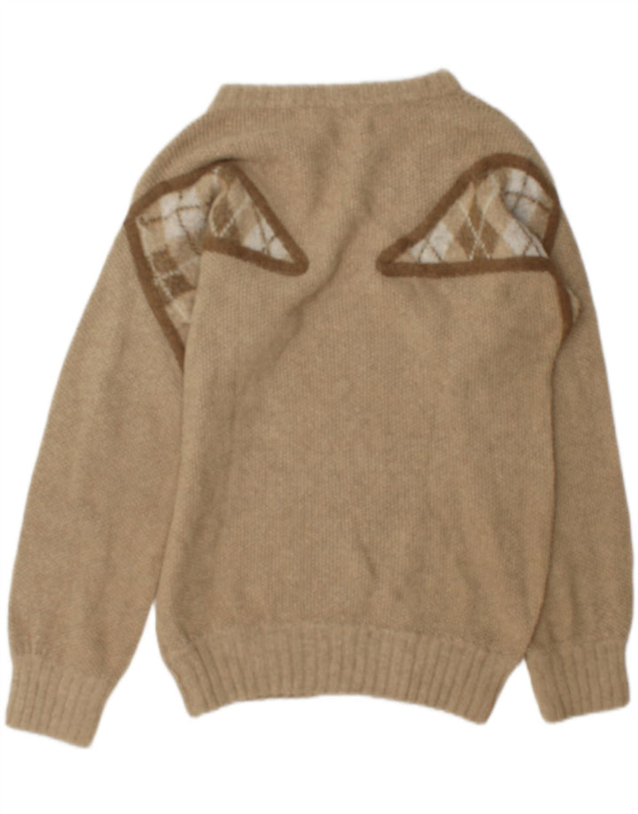 Vintage Mens Boat Neck Jumper Sweater Medium Green Geometric