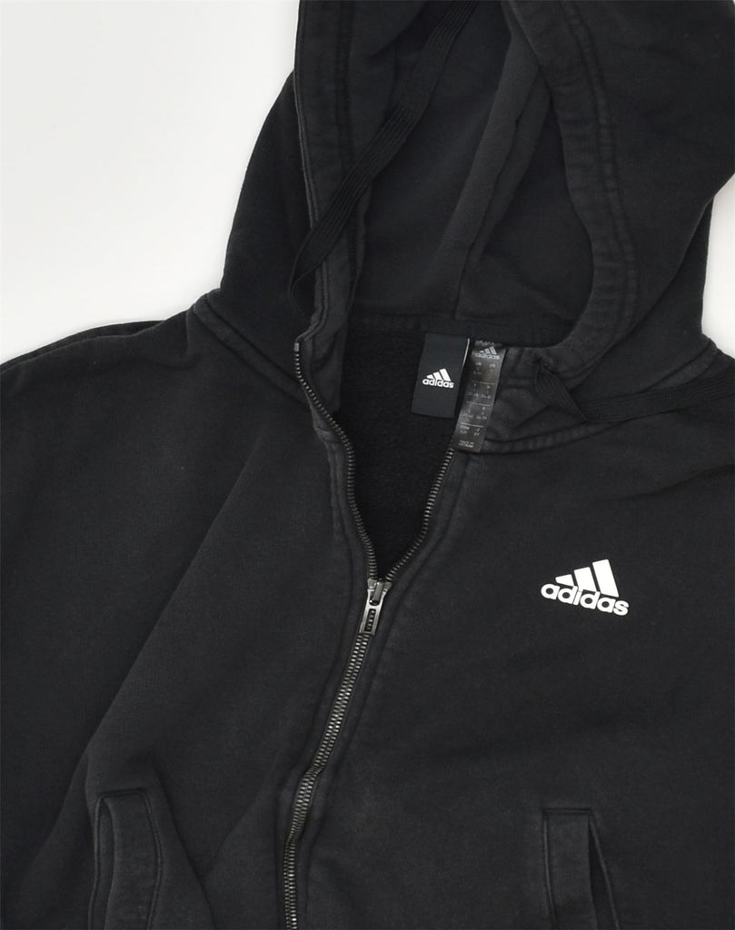 ADIDAS Womens Zip Hoodie Sweater UK 8/10 Small Black Cotton | Vintage Adidas | Thrift | Second-Hand Adidas | Used Clothing | Messina Hembry 