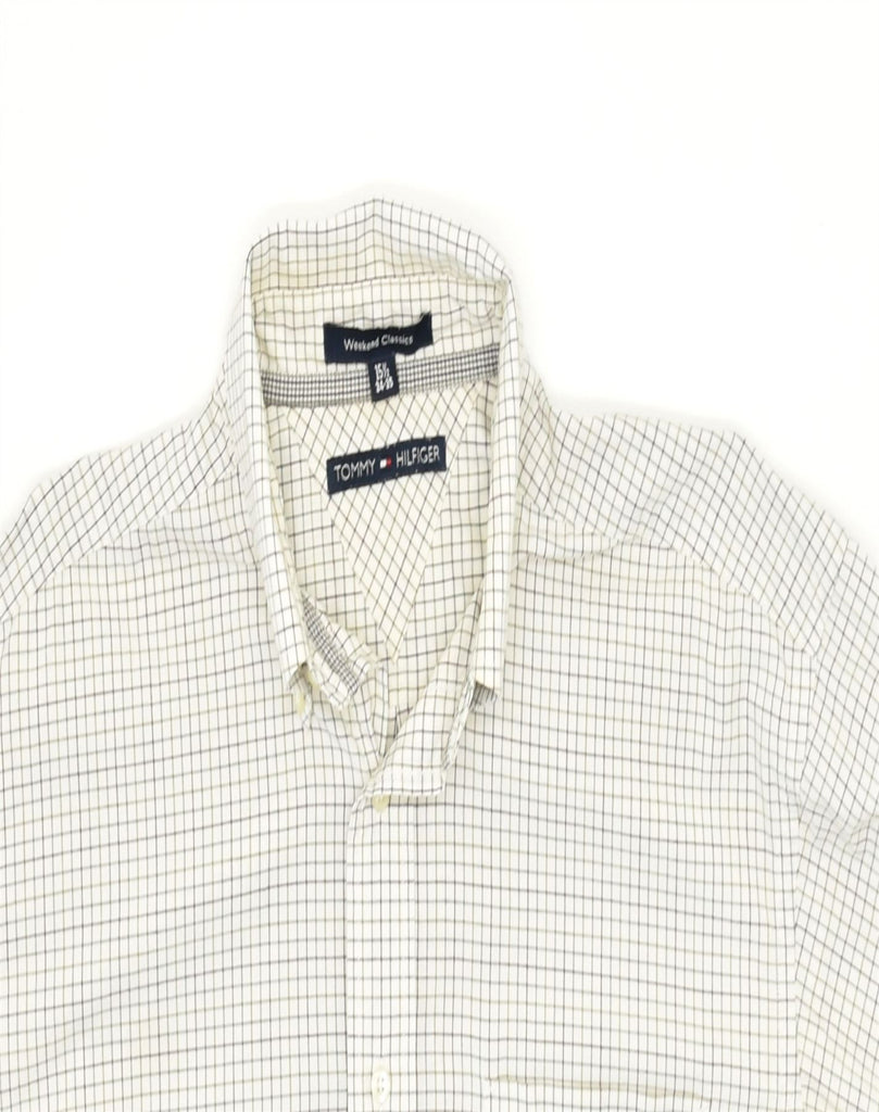 TOMMY HILFIGER Mens Shirt Size 15 1/2 Medium White Check Cotton | Vintage | Thrift | Second-Hand | Used Clothing | Messina Hembry 