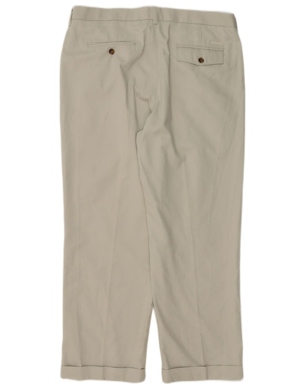 Izod Mens Pegged Casual Trousers W36 L29 Beige Cotton