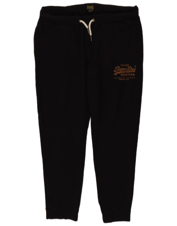 Superdry Mens Graphic Tracksuit Trousers Joggers 2XL Black Cotton