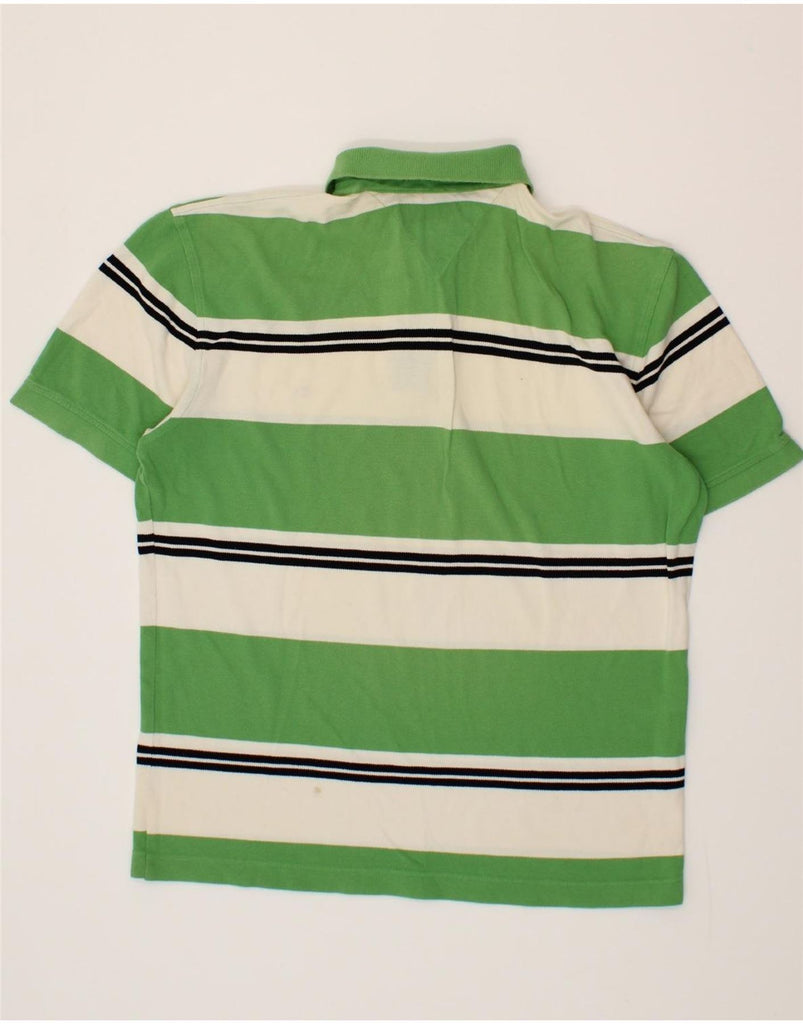 TOMMY HILFIGER Mens Polo Shirt Large Green Striped Vintage Tommy Hilfiger and Second-Hand Tommy Hilfiger from Messina Hembry 