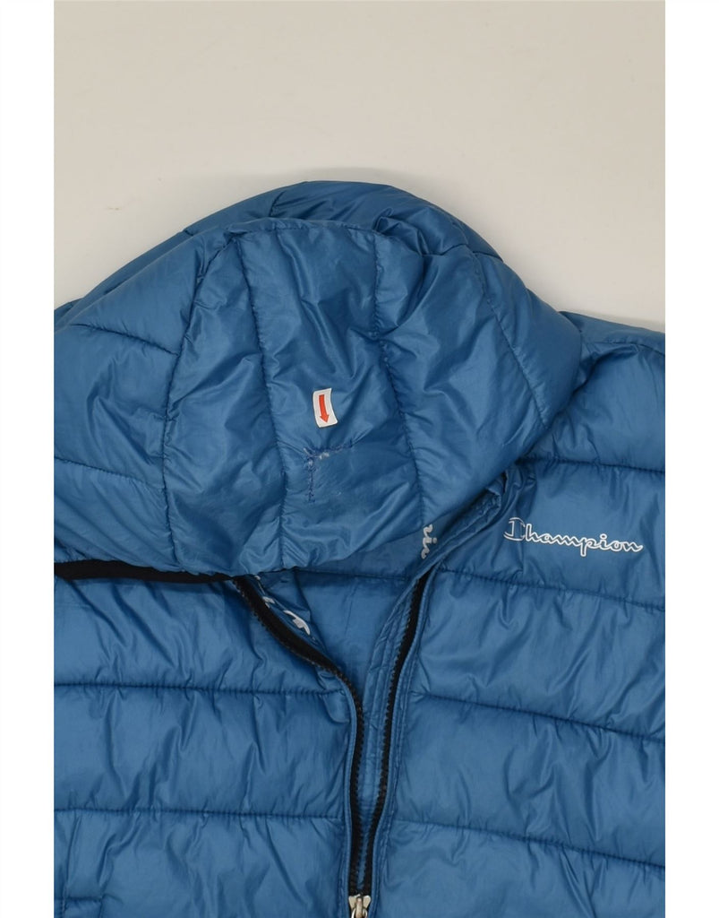 CHAMPION Boys Graphic Hooded Padded Jacket 9-10 Years Medium Blue | Vintage Champion | Thrift | Second-Hand Champion | Used Clothing | Messina Hembry 