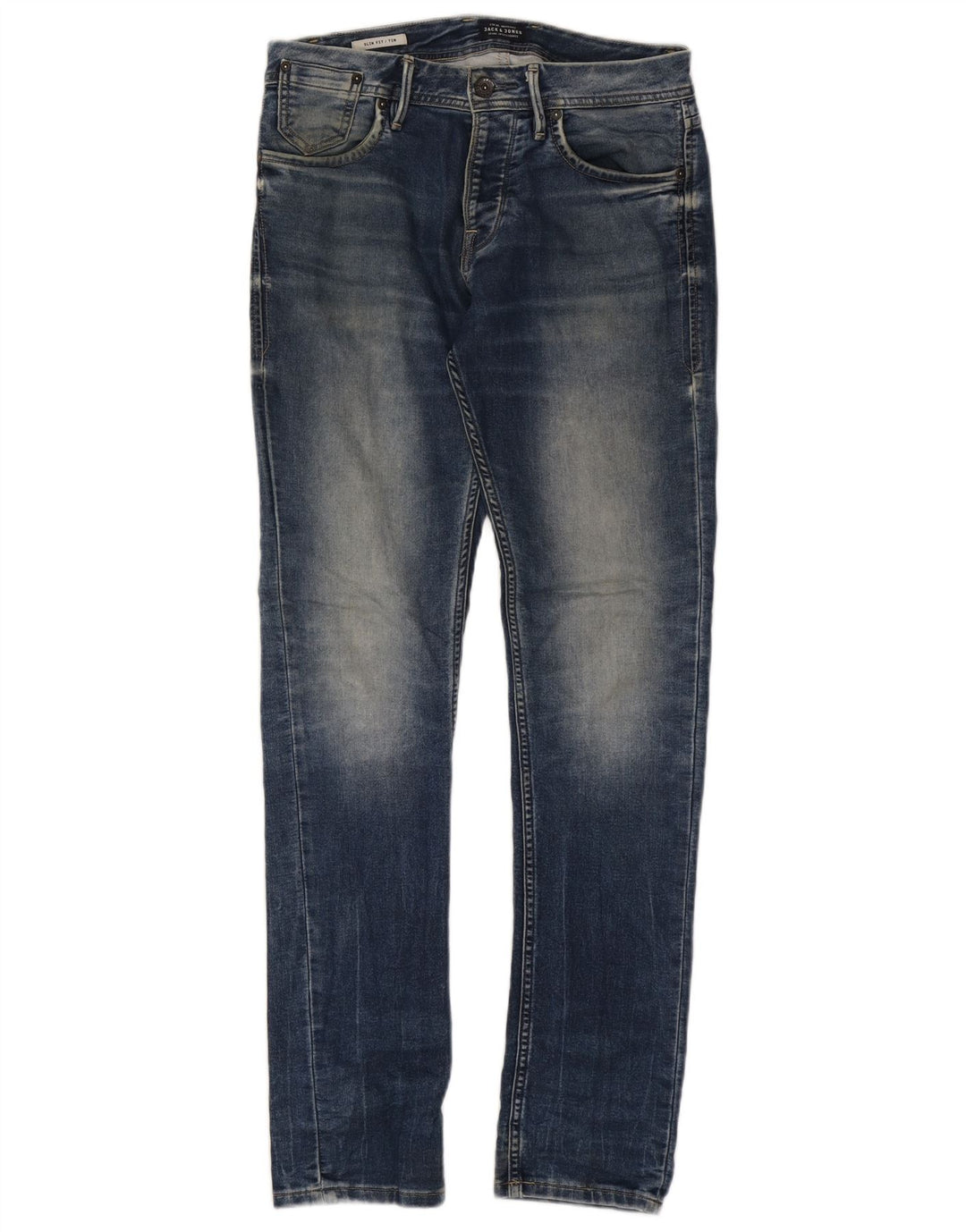 JACK & JONES Mens Tim Slim Jeans W30 L34 Blue Cotton