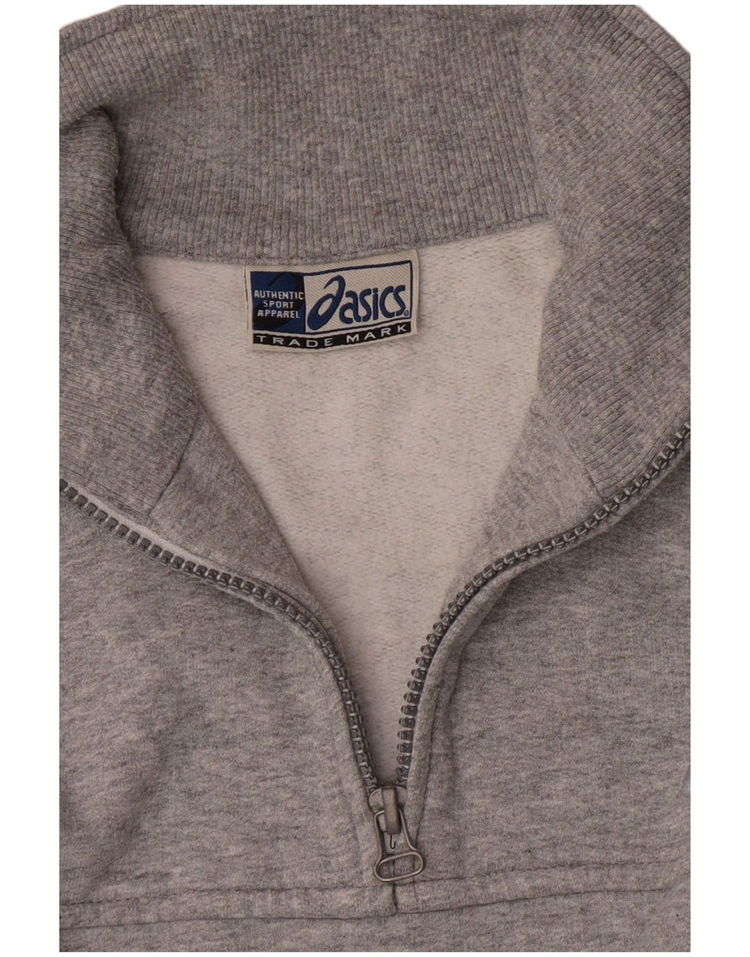 Asics Mens Zip Neck Sweatshirt Jumper Large Grey Cotton