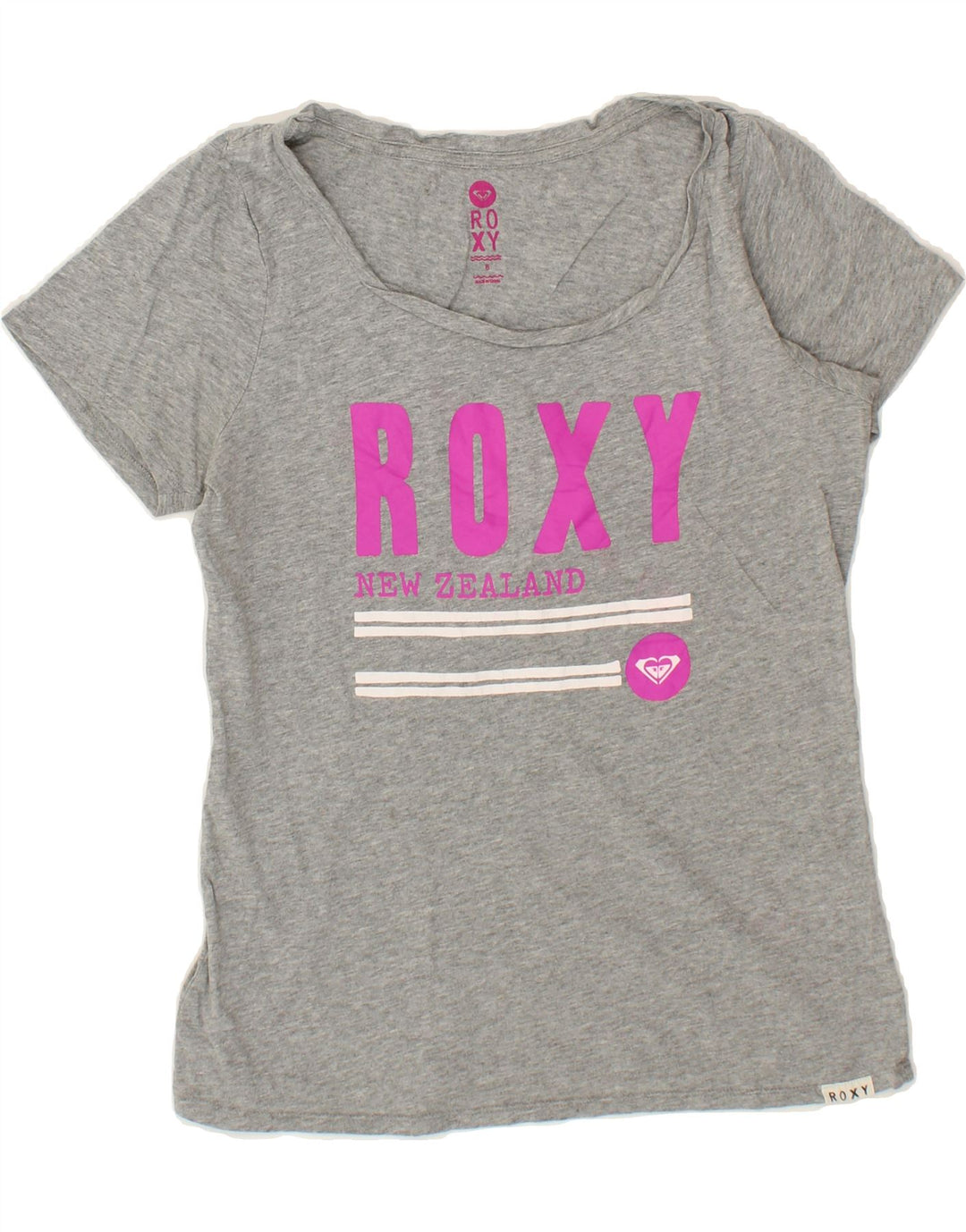 ROXY Womens Graphic T-Shirt Top US 8 Medium Grey Cotton Vintage Roxy and Second-Hand Roxy from Messina Hembry 