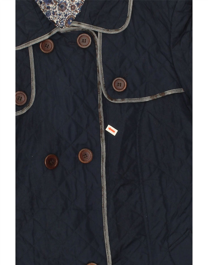 MARINA SPORT Womens Quilted Overcoat UK 16 Large Navy Blue Vintage Marina Sport and Second-Hand Marina Sport from Messina Hembry 