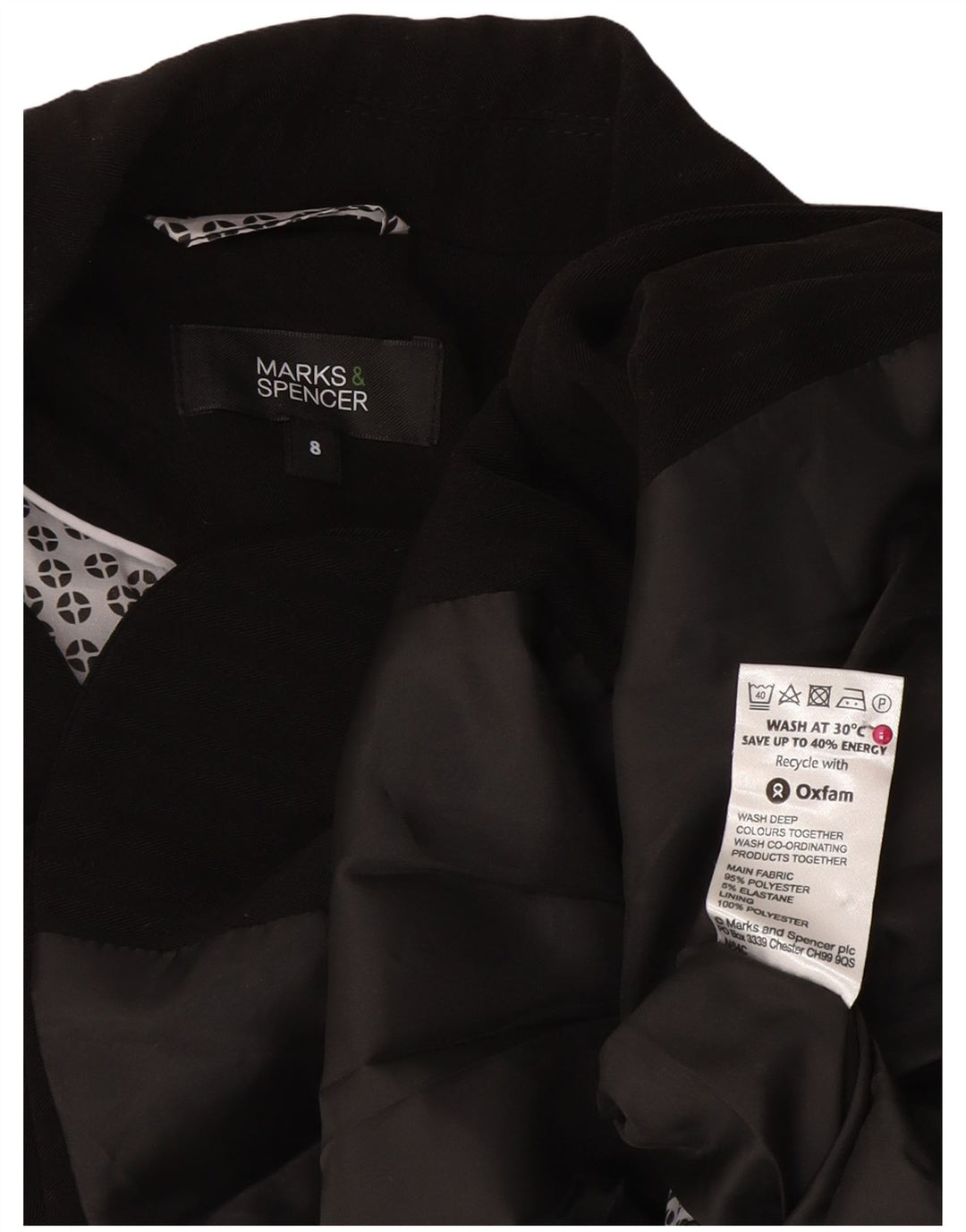 Marks & Spencer Womens 2 Button Blazer Jacket UK 8 Small  Black Polyester