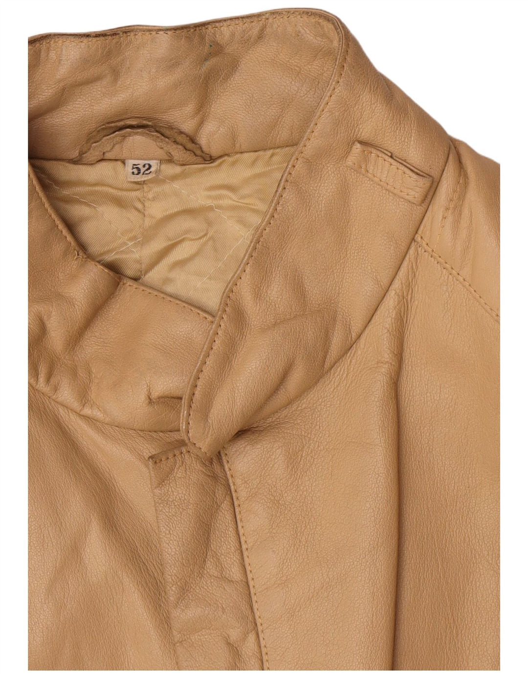 Vintage Mens Leather Jacket IT 52 XL Beige