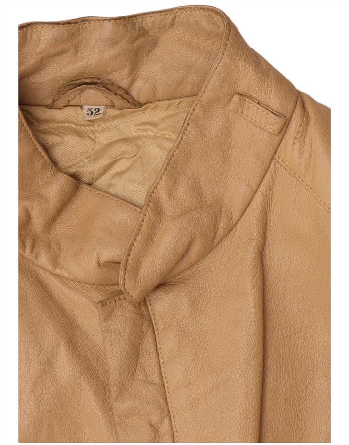 Vintage Mens Leather Jacket IT 52 XL Beige