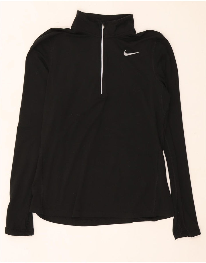 Nike Womens Dri Fit Zip Neck Pullover Tracksuit Top UK 10 Small Black