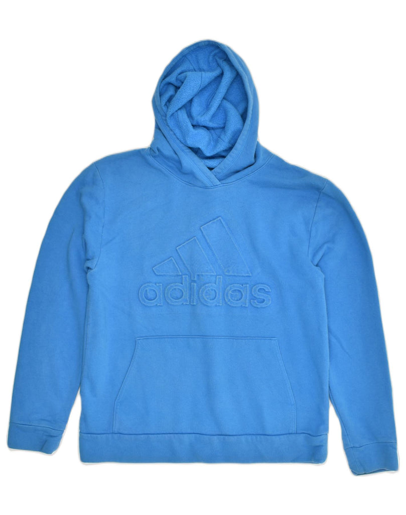 ADIDAS Girls Graphic Hoodie Jumper 14-15 Years Large  Blue Cotton | Vintage Adidas | Thrift | Second-Hand Adidas | Used Clothing | Messina Hembry 