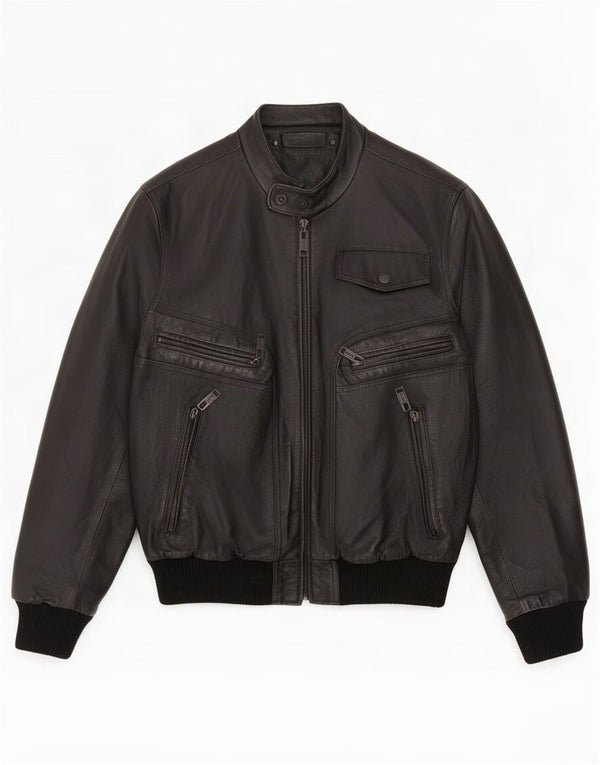 Vintage Mens Leather Bomber Jacket UK 36 Small Black