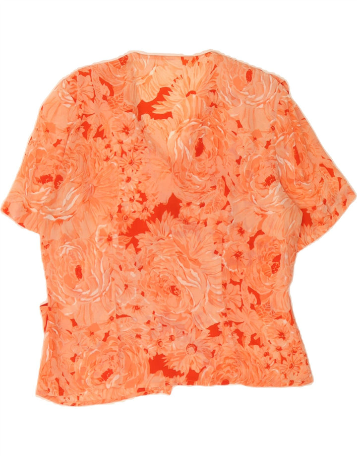 VINTAGE Womens Blouse Top UK 14 Medium Orange Floral Vintage Vintage and Second-Hand Vintage from Messina Hembry 