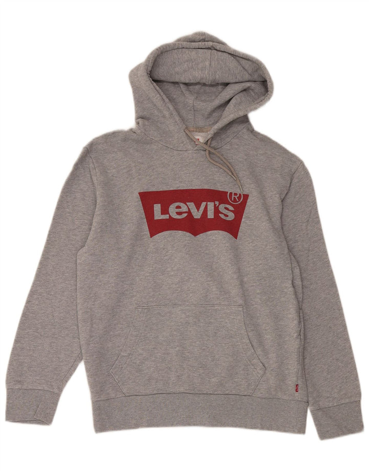 LEVI'S Mens Graphic Hoodie Jumper Medium Grey Cotton