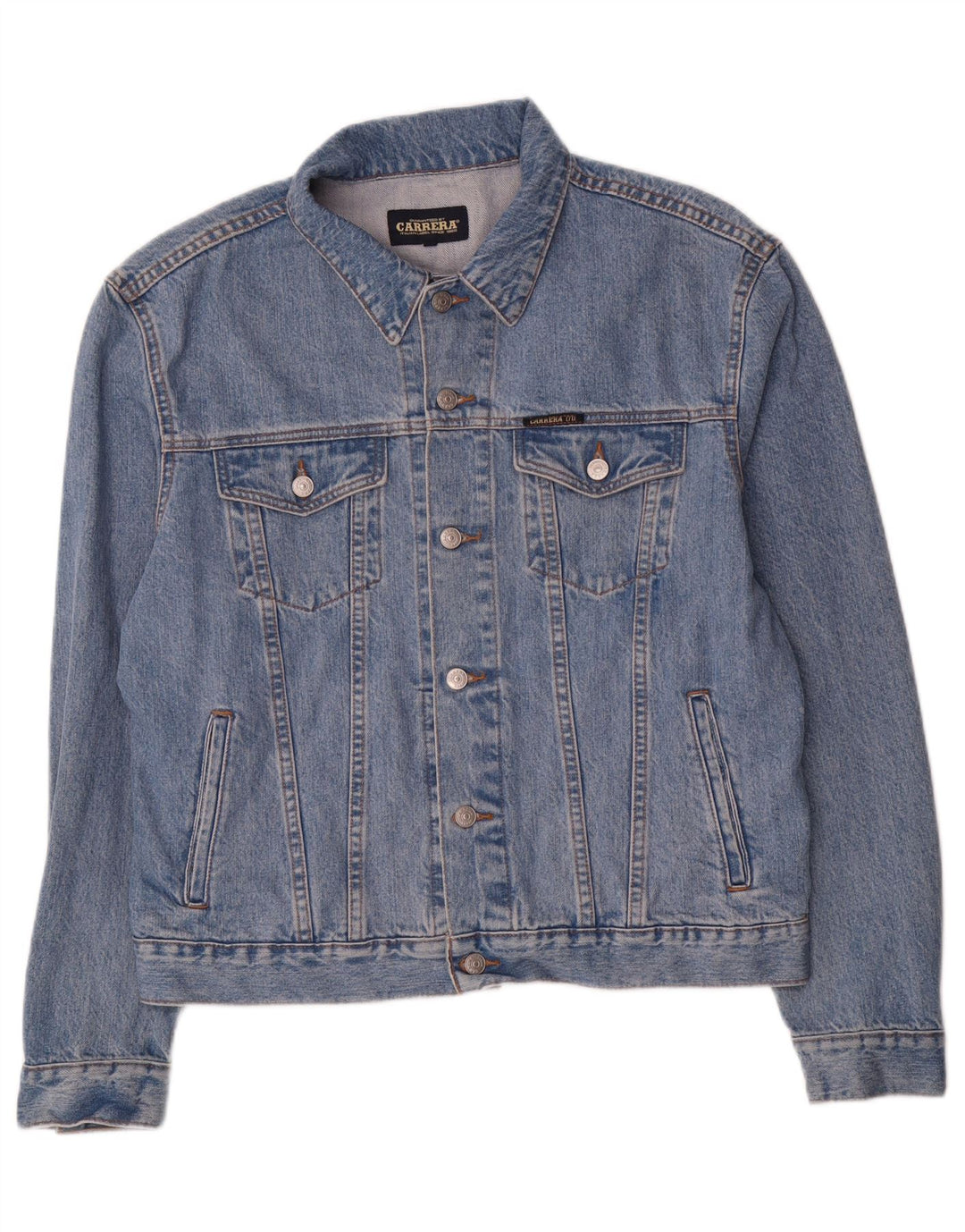 CARRERA Mens Denim Jacket UK 40 Large Blue Cotton