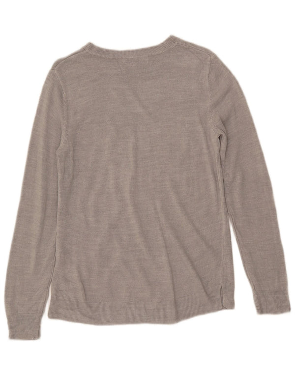 Marks & Spencer Womens Boat Neck Jumper Sweater UK 12 Medium Grey Acrylic