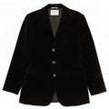 Vintage Womens 3 Button Velvet Blazer Jacket UK 14 Medium Black